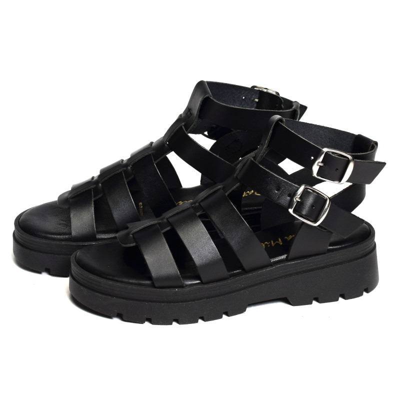 6535 Noir, Nu-Pieds à plateforme Patricia Miller