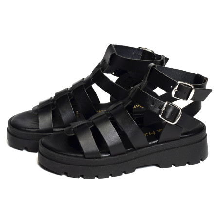 6535 Noir, Nu-Pieds à plateforme Patricia Miller