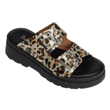 6602 Platine Léopard, Mules Patricia Miller