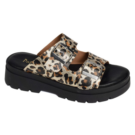 6602 Platine Léopard, Mules Patricia Miller