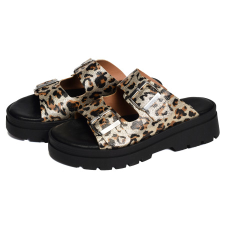 6602 Platine Léopard, Mules Patricia Miller