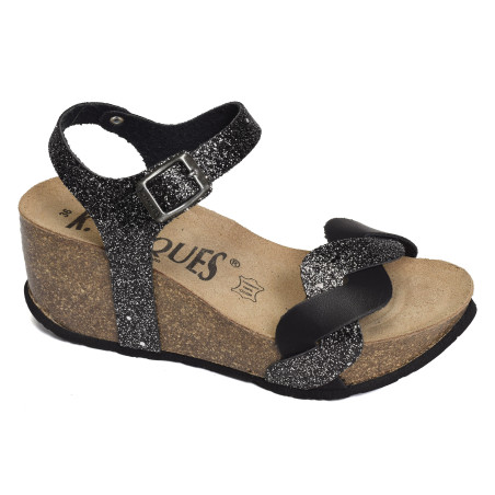 CAMOS Noir Brillant, Sandales compensées K.Daques