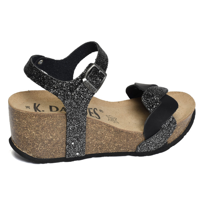 CAMOS Noir Brillant, Sandales compensées K.Daques