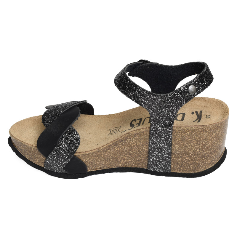 CAMOS Noir Brillant, Sandales compensées K.Daques
