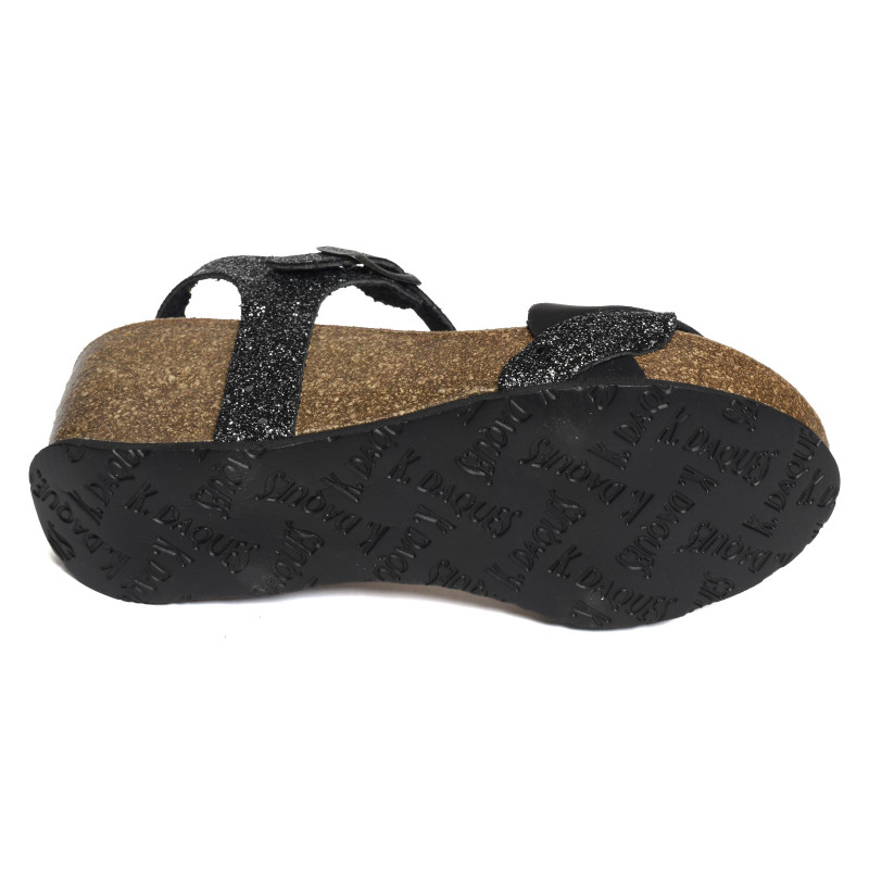 CAMOS Noir Brillant, Sandales compensées K.Daques