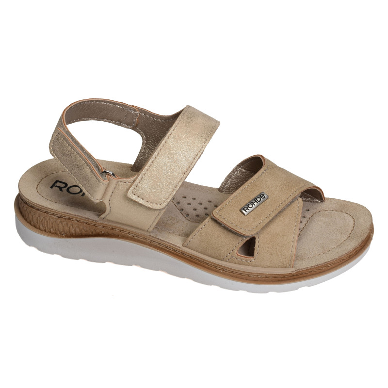 1307 Beige Platine, Sandales compensées Rohde