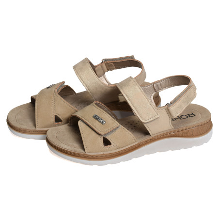 1307 Beige Platine, Sandales compensées Rohde