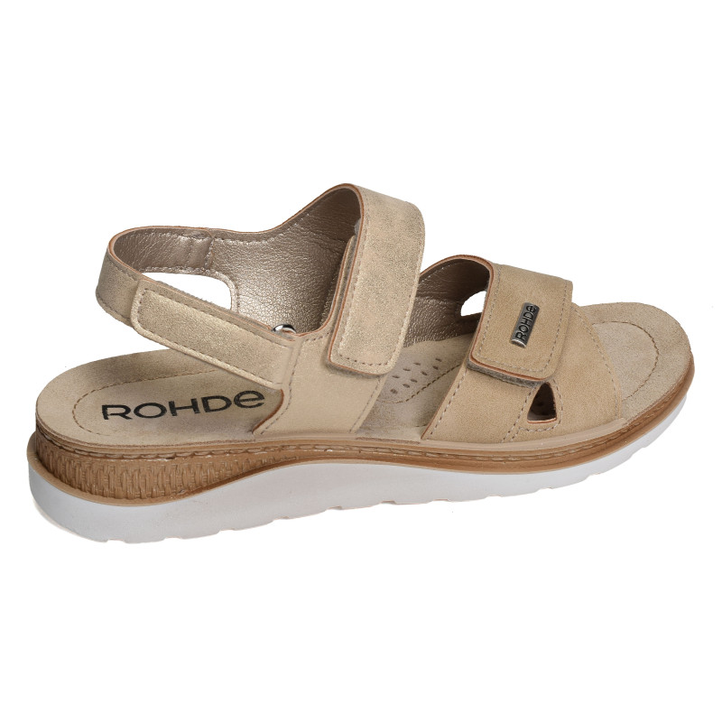 1307 Beige Platine, Sandales compensées Rohde