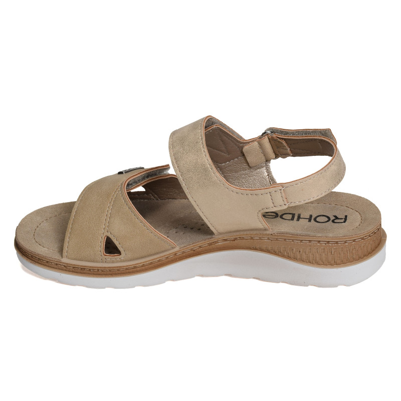 1307 Beige Platine, Sandales compensées Rohde