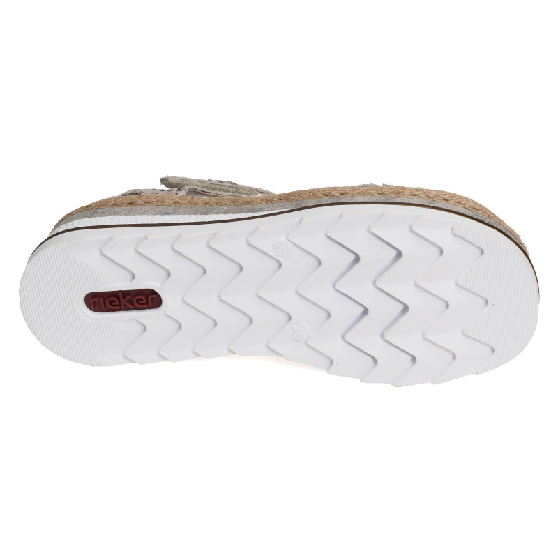 V7919 Beige Multicolore, Sandales compensées Rieker