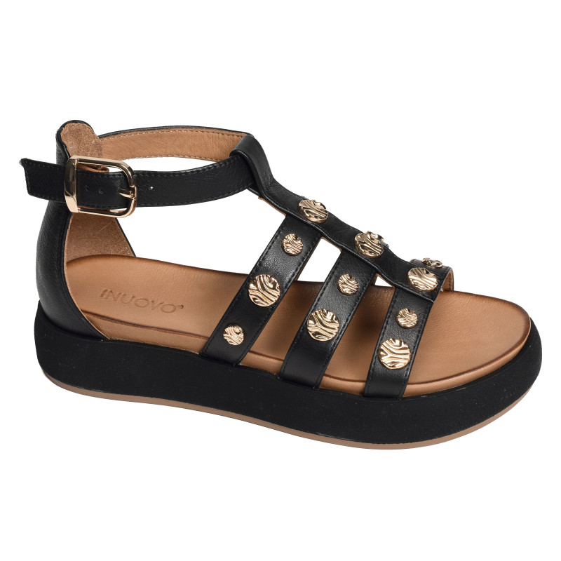 A96039 Noir, Nu-Pieds à plateforme Inuovo