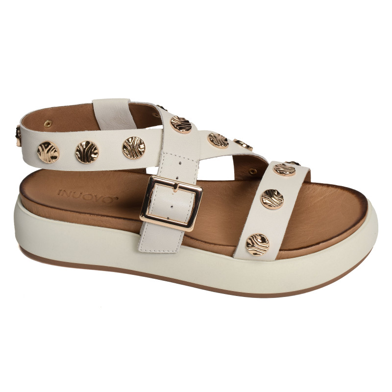 A96041 Blanc, Nu-Pieds à plateforme Inuovo
