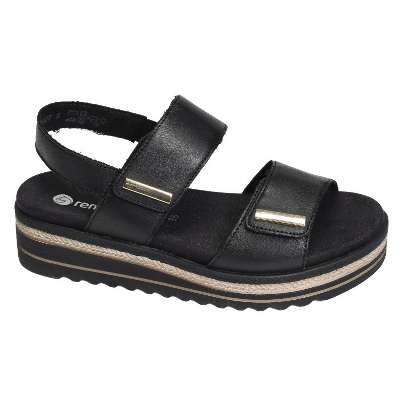 D0Q59 Noir, Sandales compensées Remonte