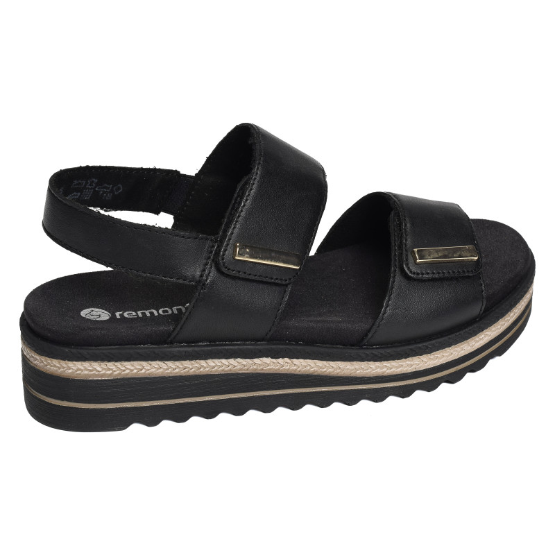 D0Q59 Noir, Sandales compensées Remonte