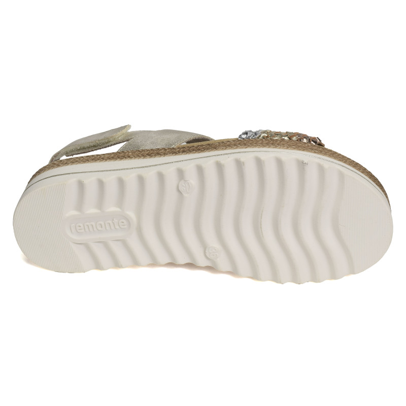 D0Q56 Blanc Or, Sandales compensées Remonte