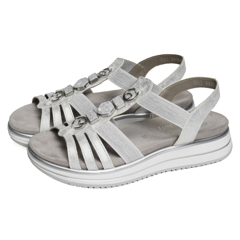 D1J60 Blanc Argent, Sandales plates Remonte