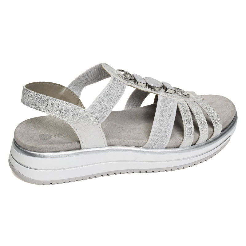 D1J60 Blanc Argent, Sandales plates Remonte