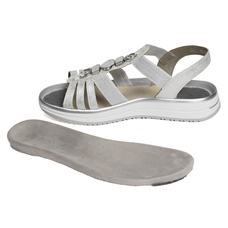 D1J60 Blanc Argent, Sandales plates Remonte