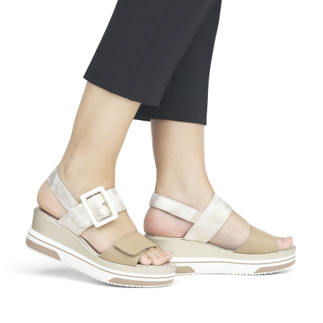 D1P50 Beige Platine, Sandales compensées Remonte