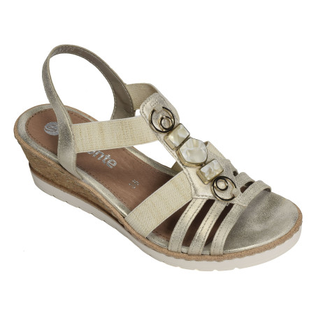 R6264 Beige Platine, Sandales compensées Remonte