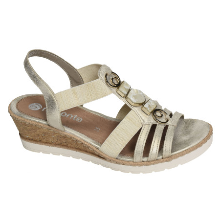 R6264 Beige Platine, Sandales compensées Remonte