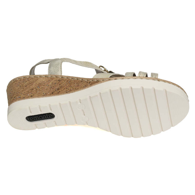 R6264 Beige Platine, Sandales compensées Remonte