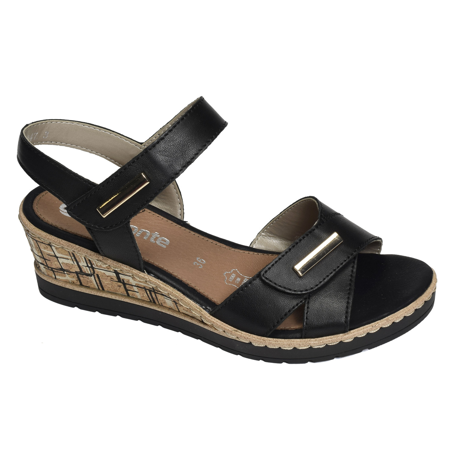 Sandales Compensées New Look Noires En Daim - Talon Liège - Taille 39 - Occasion