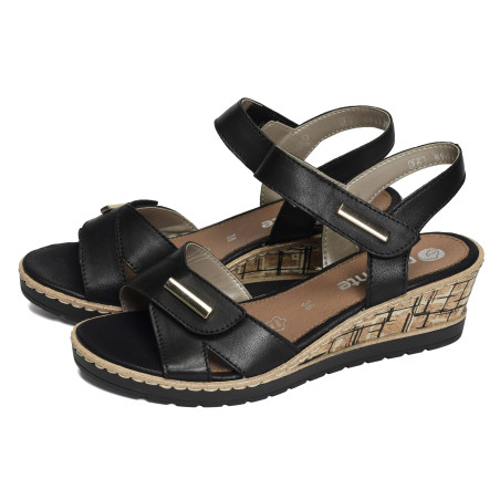 R6266 Noir, Sandales compensées Remonte