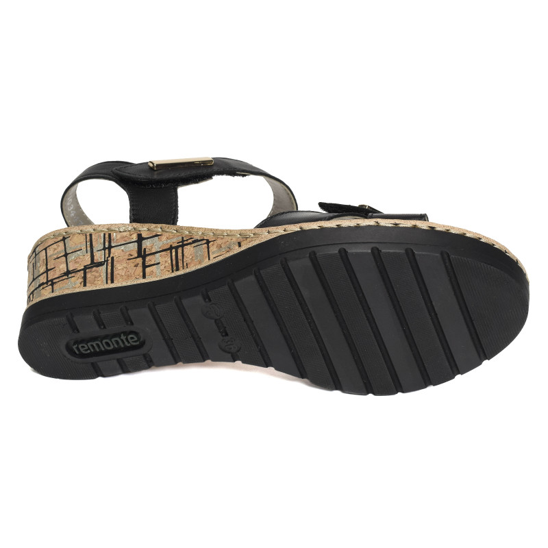 R6266 Noir, Sandales compensées Remonte