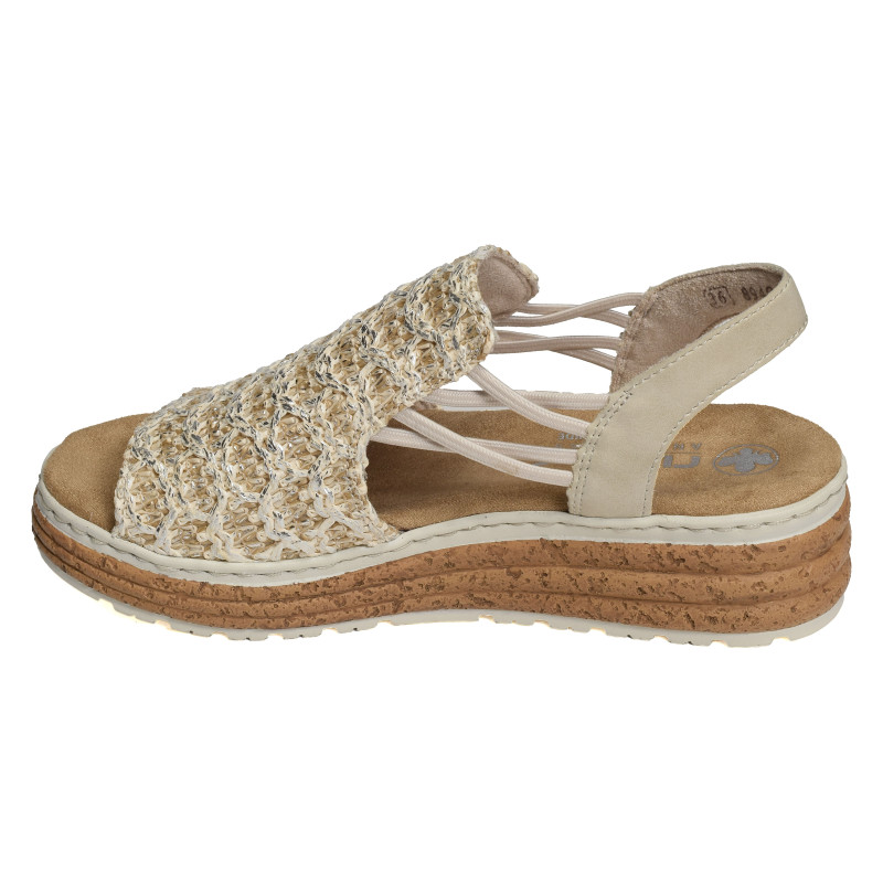62741 Beige Platine, Sandales compensées Rieker