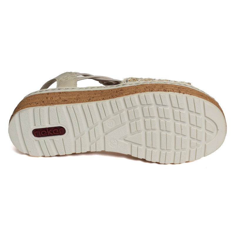 62741 Beige Platine, Sandales compensées Rieker