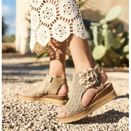 63791 Taupe, Sandales compensées Rieker