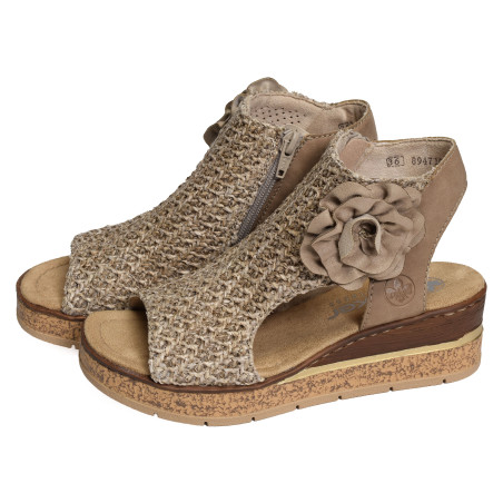 63791 Taupe, Sandales compensées Rieker
