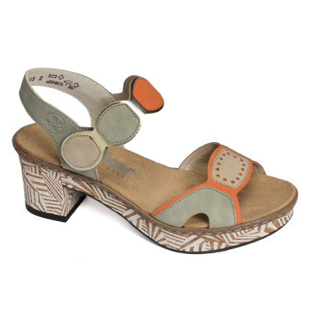 63876 Vert Orange, Nu-Pieds à talon Rieker