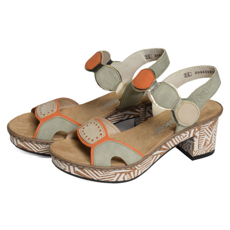 63876 Vert Orange, Nu-Pieds à talon Rieker