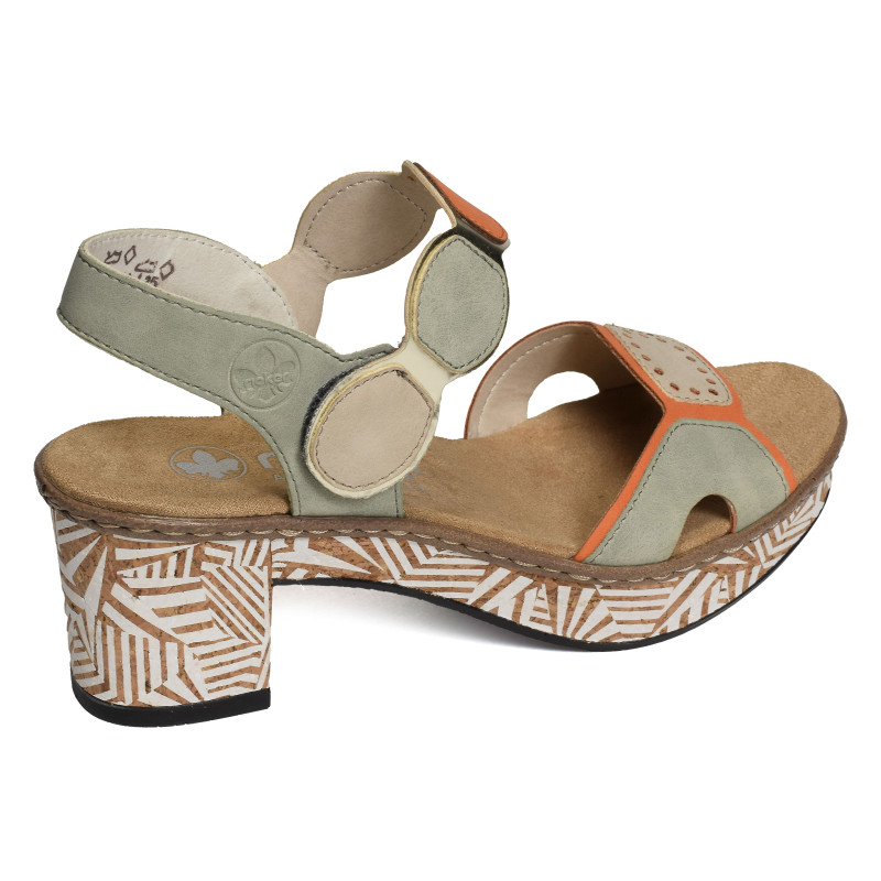 63876 Vert Orange, Nu-Pieds à talon Rieker
