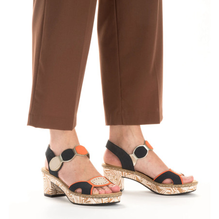 63876 Marine Orange, Nu-Pieds à talon Rieker