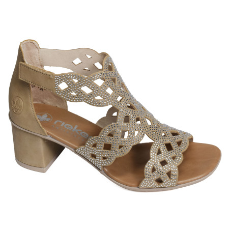 64773 Beige Argent, Nu-Pieds à talon Rieker