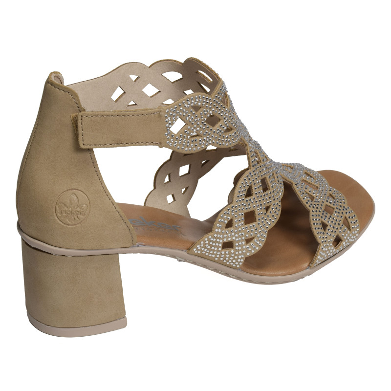 64773 Beige Argent, Nu-Pieds à talon Rieker