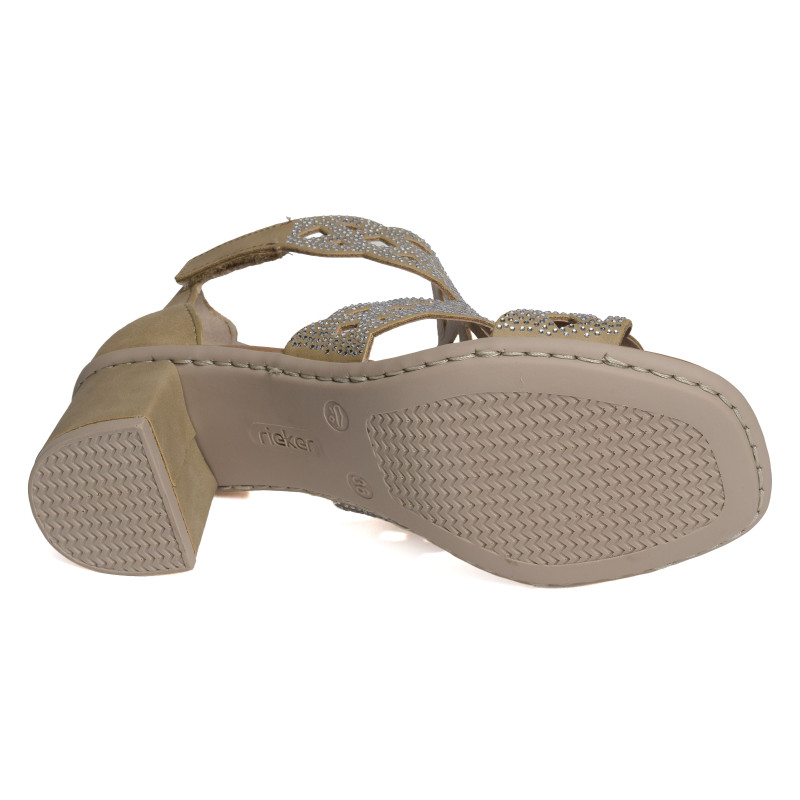64773 Beige Argent, Nu-Pieds à talon Rieker