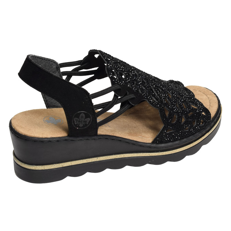 67465 Noir, Sandales compensées Rieker