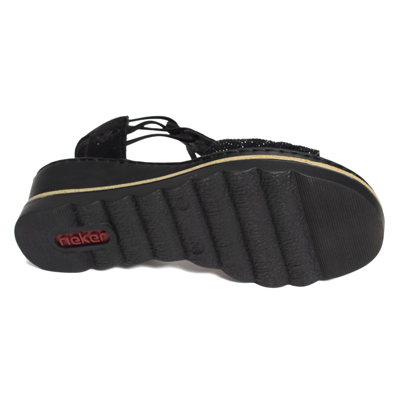 67465 Noir, Sandales compensées Rieker