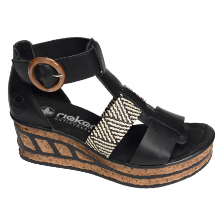 68182 Noir, Sandales compensées Rieker