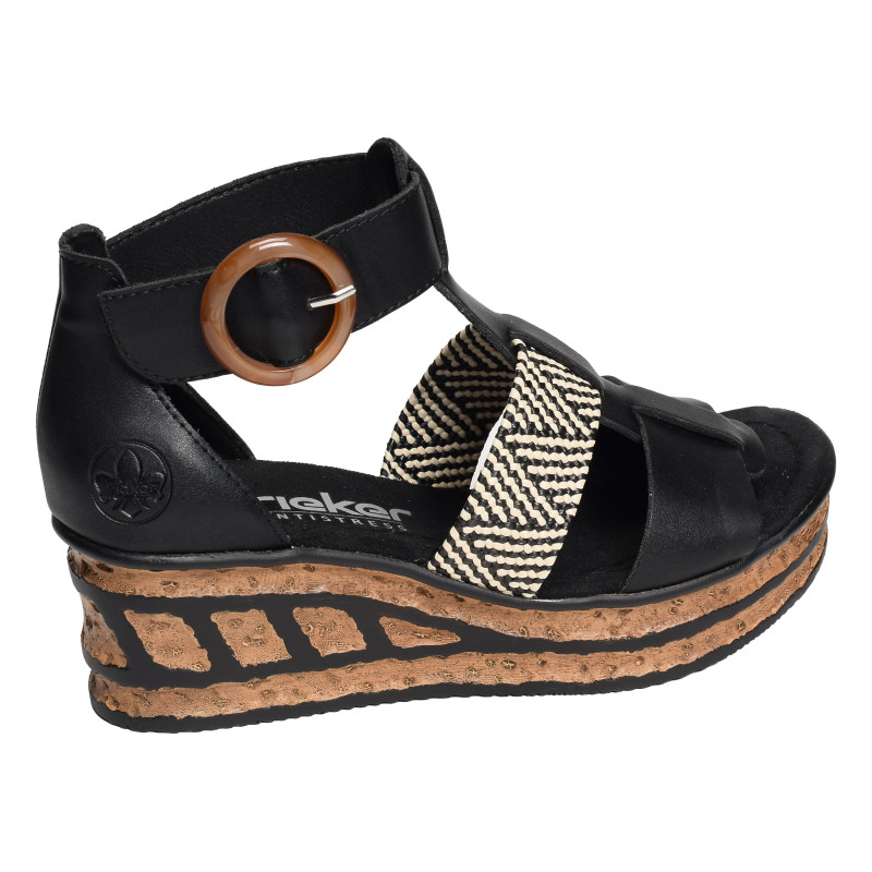 68182 Noir, Sandales compensées Rieker