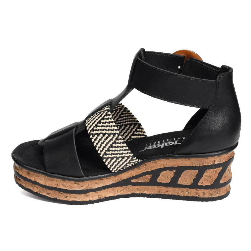 68182 Noir, Sandales compensées Rieker