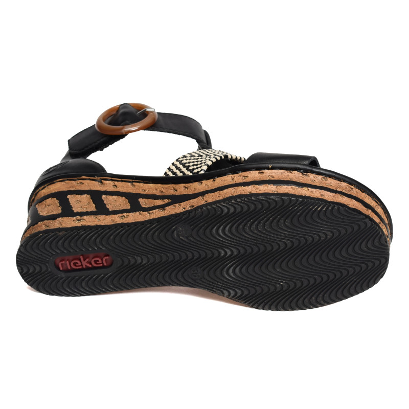 68182 Noir, Sandales compensées Rieker