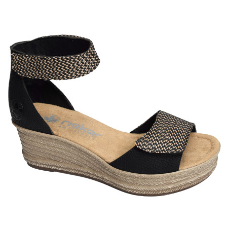 68793 Noir, Sandales compensées Rieker