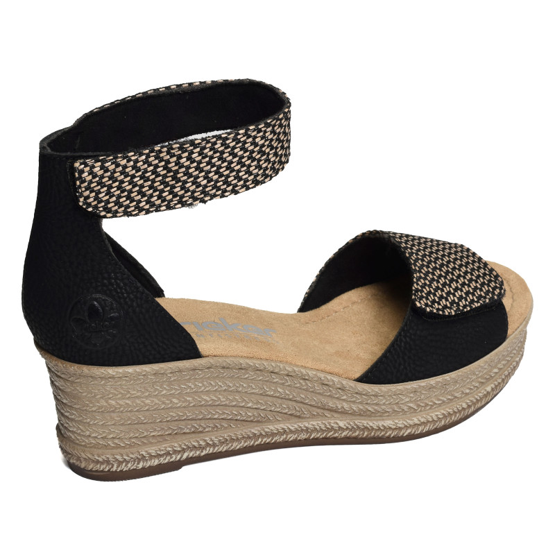 68793 Noir, Sandales compensées Rieker
