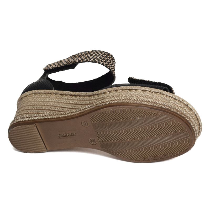 68793 Noir, Sandales compensées Rieker