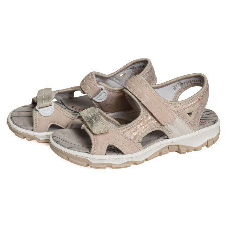 68866 Beige Platine, Sandales plates Rieker